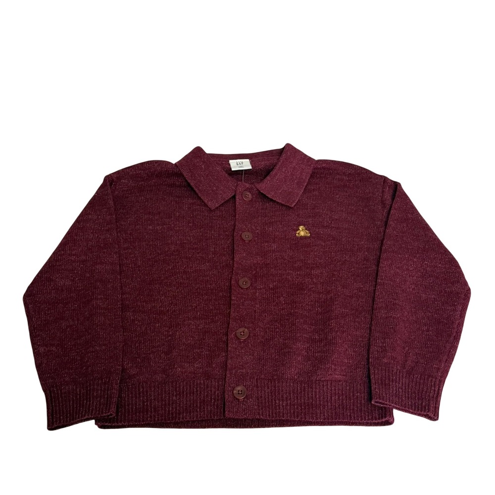 Baby Gap Kids Maroon Button Front Collared Cardigan Sweater Brannan Bear Size 3Y